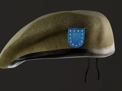 Green Beret Hat Cap Low-poly 3D model