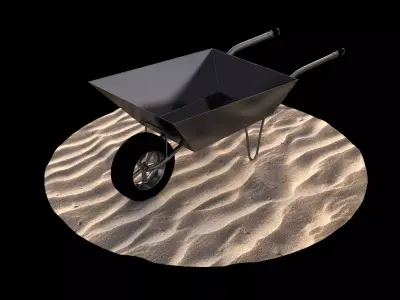 wheelborrow 3d model wheelbarrow in sand Free 3D model