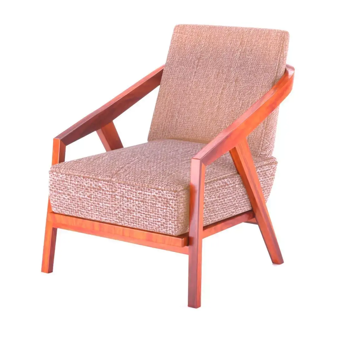 chair wooden lounge with tan upholstered seat Free 3D model