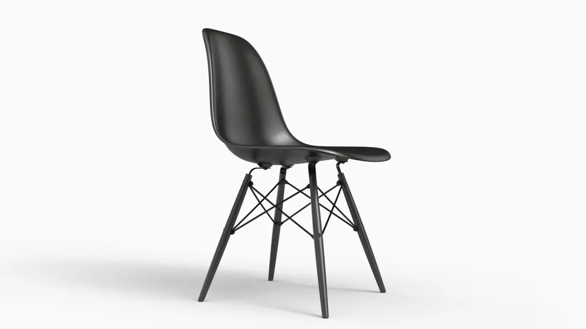 Eames Plastic Side Chair DSW Full Black 3D model