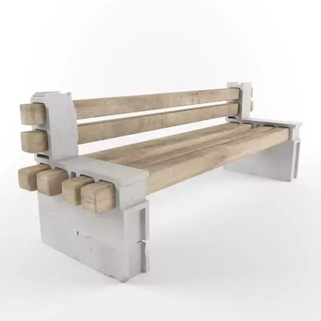 bench with concrete blocks Free 3D model