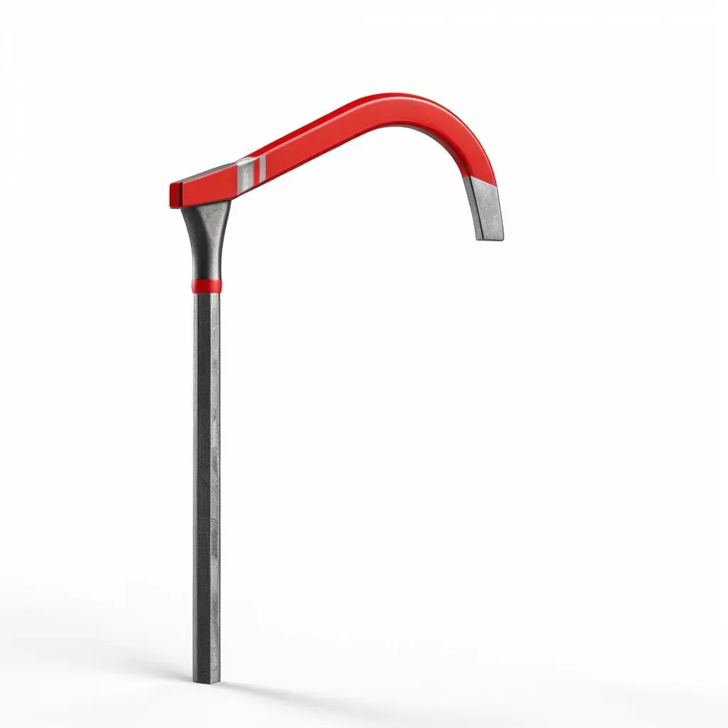 Bent Metal Crowbar with Red Handle 3D model