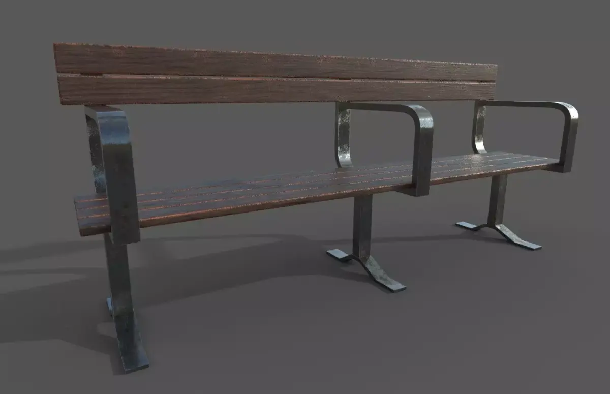 central bench  Low-poly 3D model