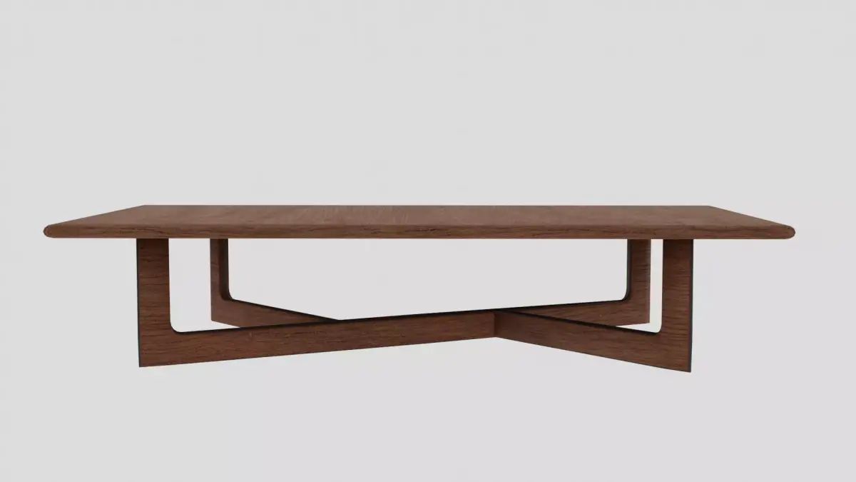 Table modern coffee with wooden legs Free low-poly 3D model