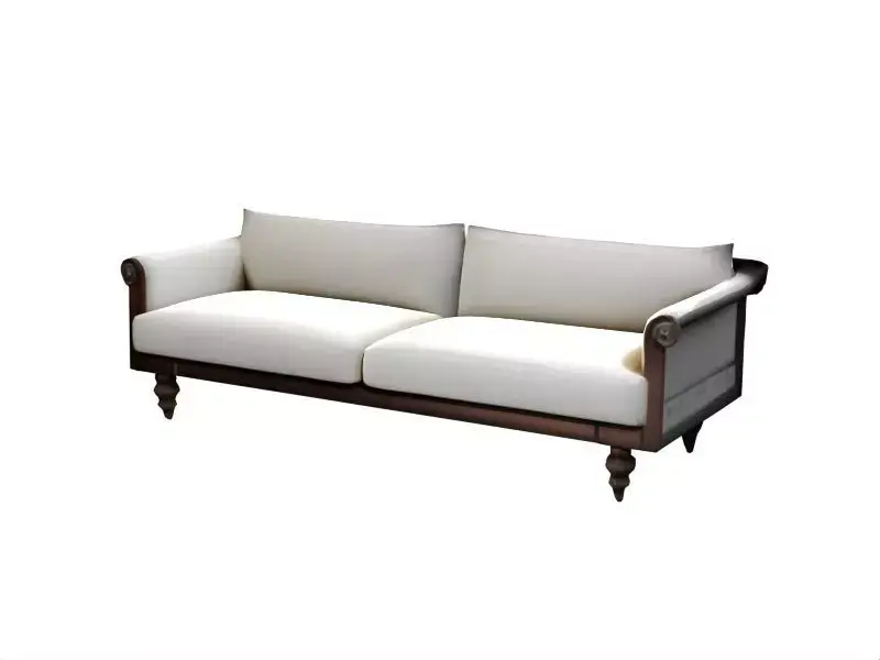 Japandi Style White Sofa Couch 2 Seater Free low-poly 3D model