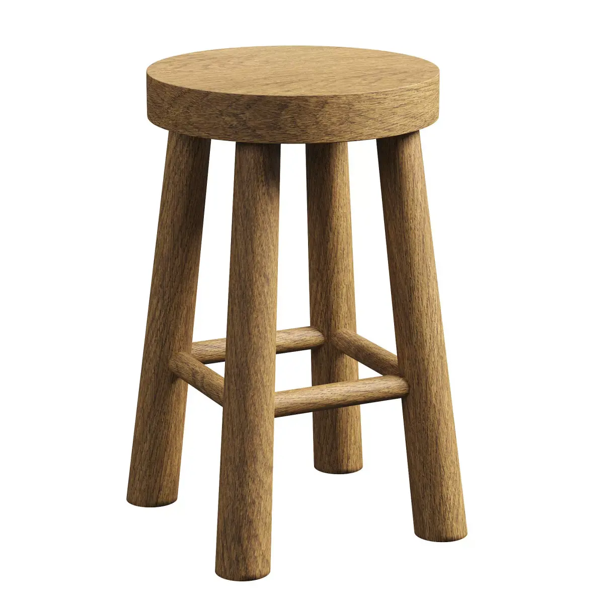 Teak Wood Stool 3D model