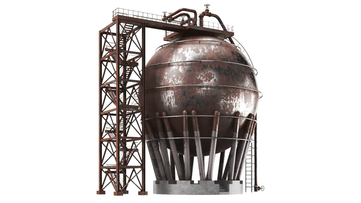 Detailed Rusted Oil Storage 3D model