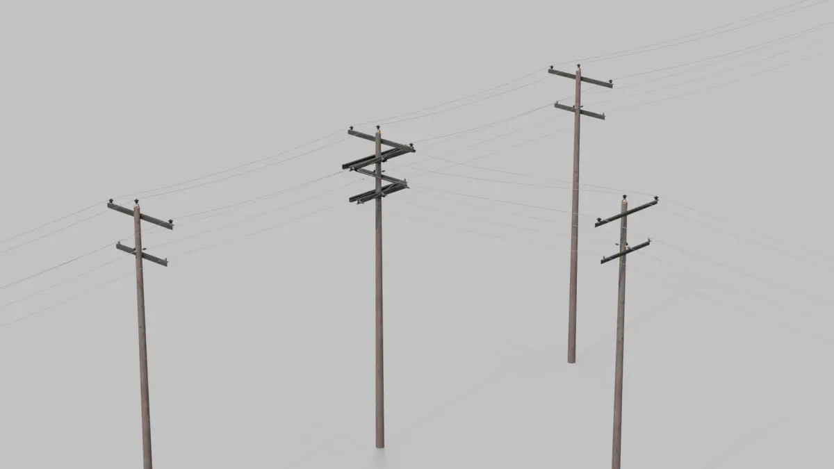 Utility Pole - Composite Mast with Double Crossarms 3D model