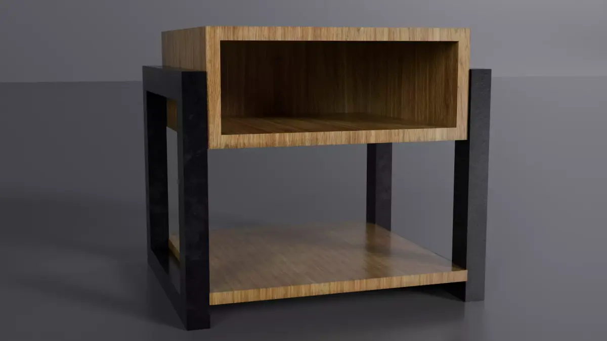 wooden side table-4k texture low poly furniture model  Free low-poly 3D model