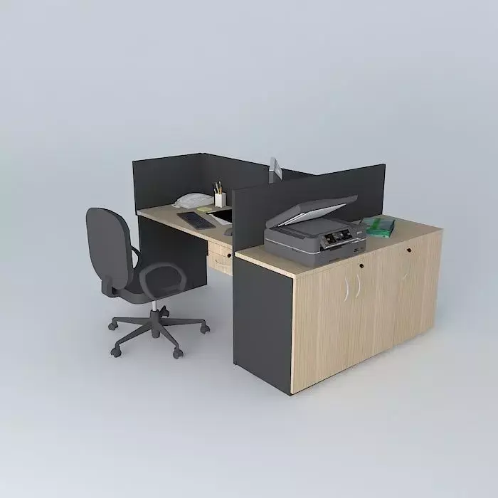 Workstation with printer pool Free 3D model