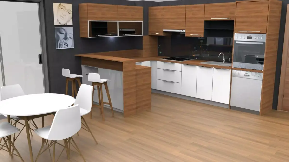 modern kitchen design with island Free low-poly 3D model