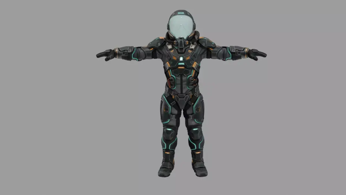 Futuristic Sci-Fi Armored Suit Character rigged and Animated 3D model