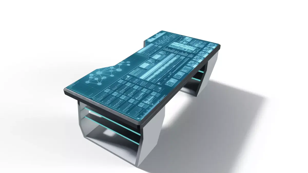 Sci-Fi Computer Desk Low-poly 3D model