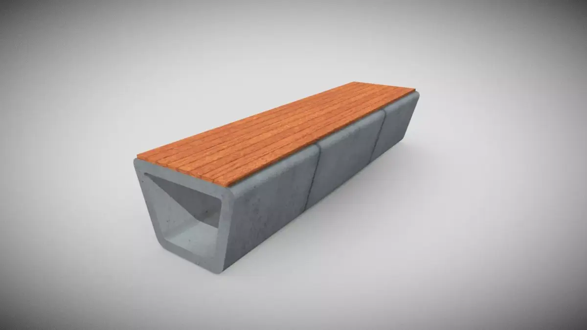 Concrete Bench  Low-poly 3D model