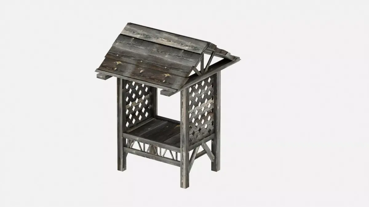 Medieval Wooden Stall PBR Game-Ready Environment Prop Free low-poly 3D model