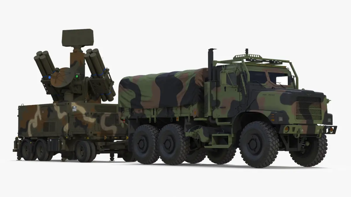 Truck with Trailer Air Defense Missile Complex 3D model