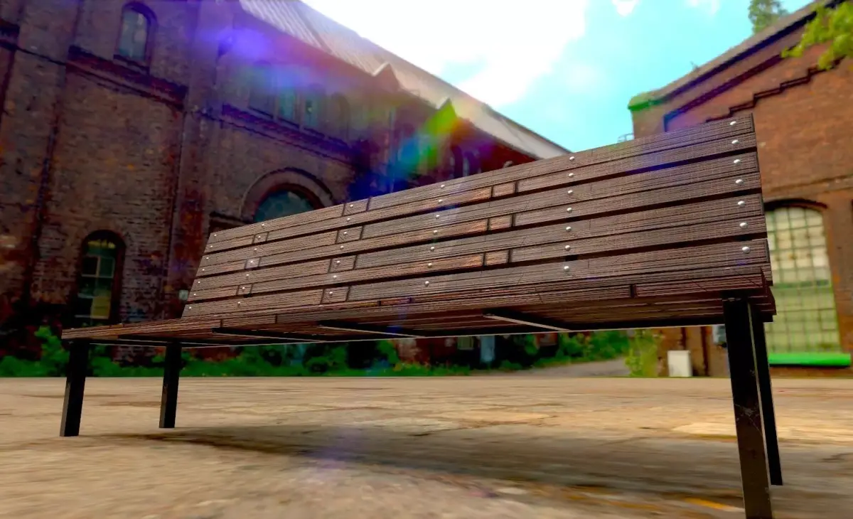 Wooden Bench Low-poly 3D model 9