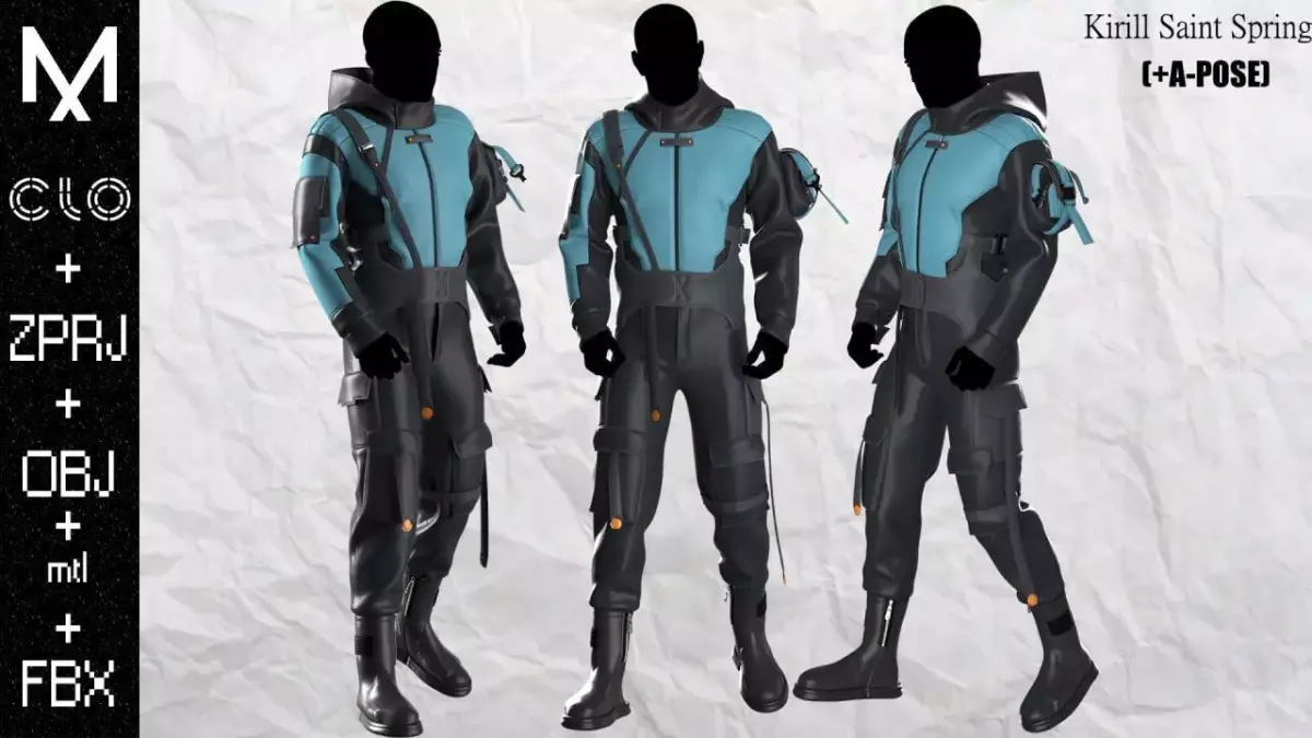 Sci fi Outfit Male Marvelous designer Clo3d OBJ mtl FBX ZPRJ  3D model