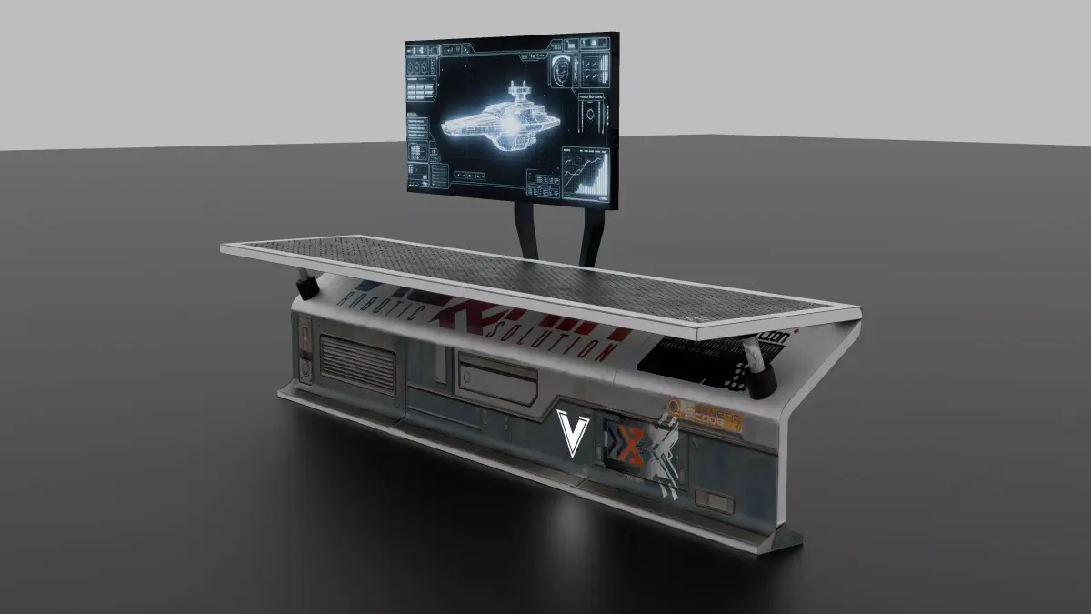 Sci-Fi Robotic Workstation Console V2 - Low Poly Game Ready Low-poly 3D model