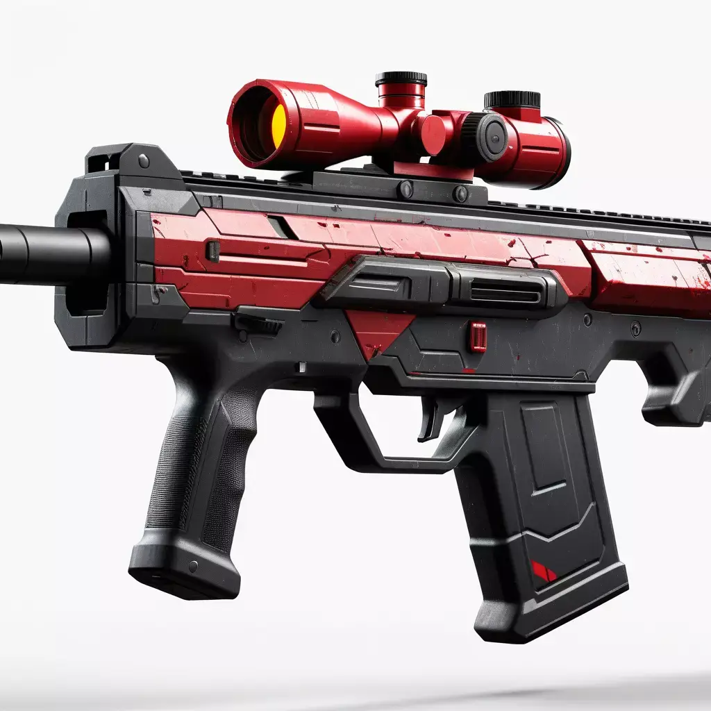 SciFi Battle Rifle Damaged 3D model