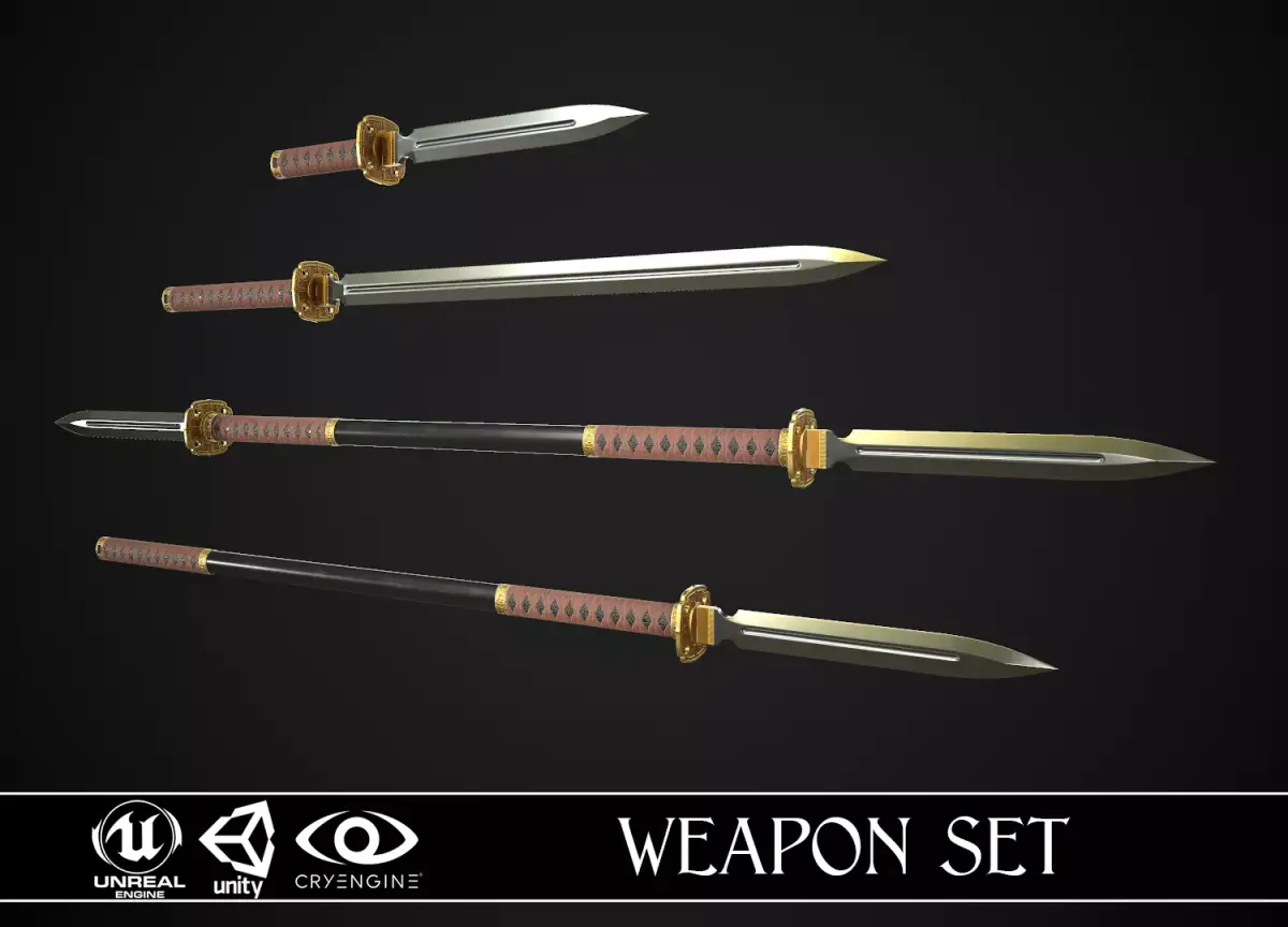 Melee Weapon Set A1 3D Model Pack