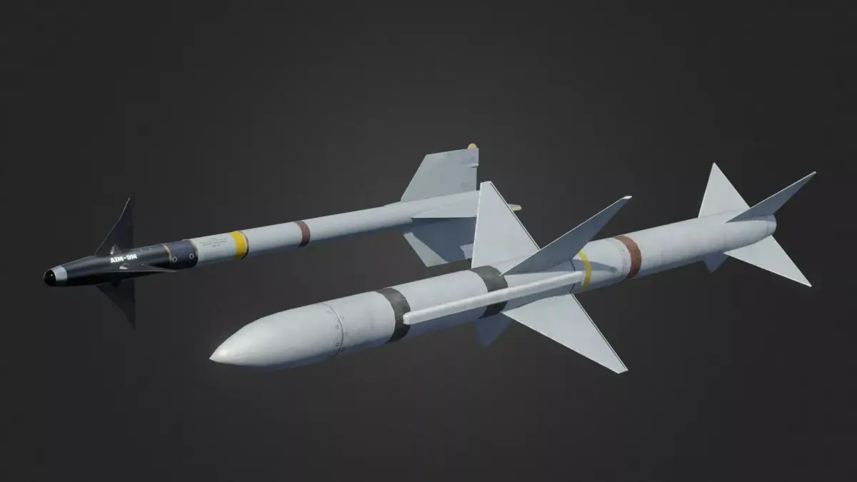   AIM-9M Sidewinder and AIM-7 Sparrow 3D model