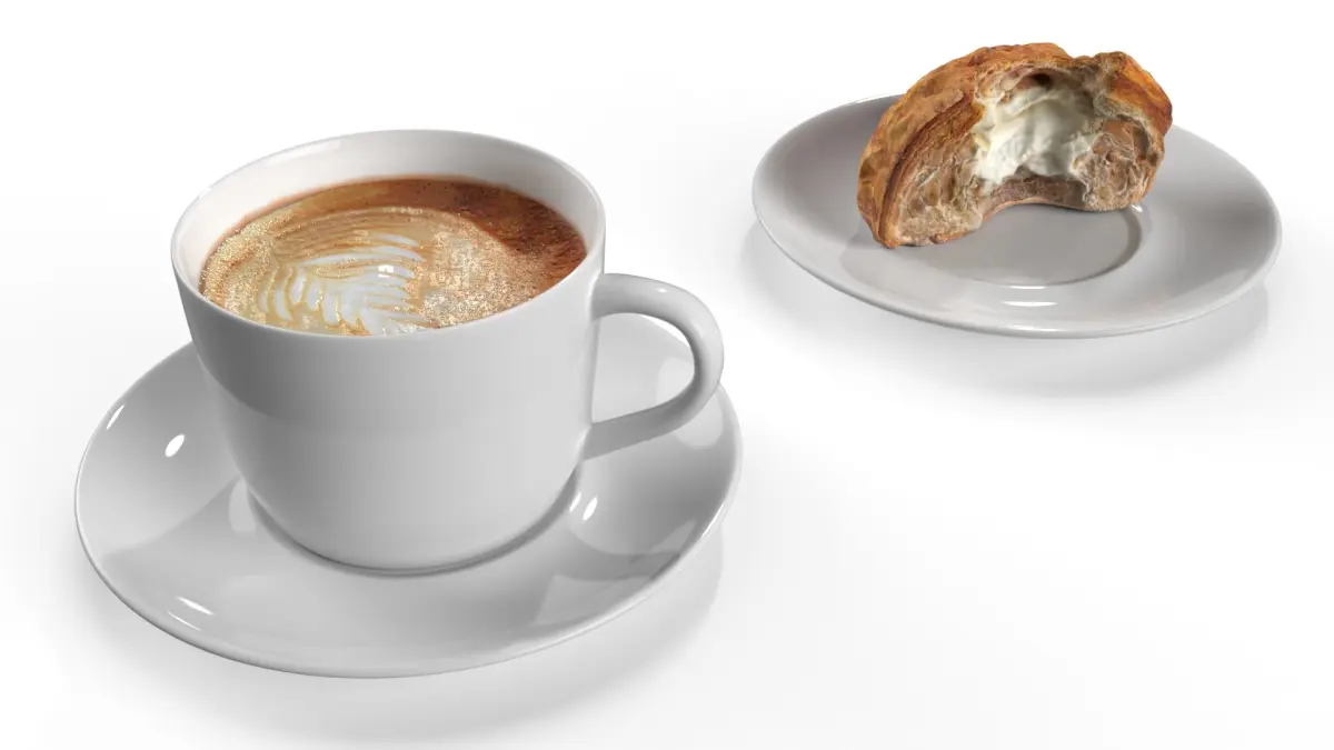 Cappuccino with Cream-Filled Croissant 3D model