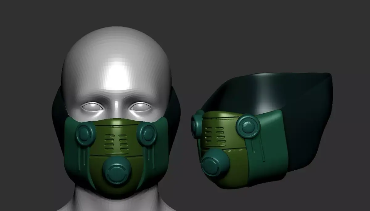 gas mask helmet high poly sculpt 3d printable  3D model 2
