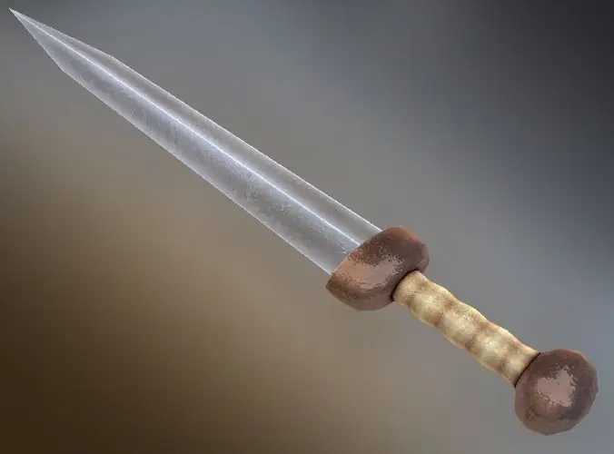 Low-Poly Gladius sword with wooden handle Low-poly 3D model