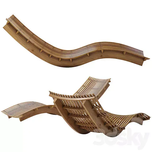 sunbed wood chair 3D model