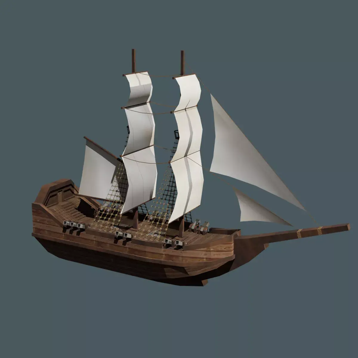 Old Boat Low-poly 3D model 4
