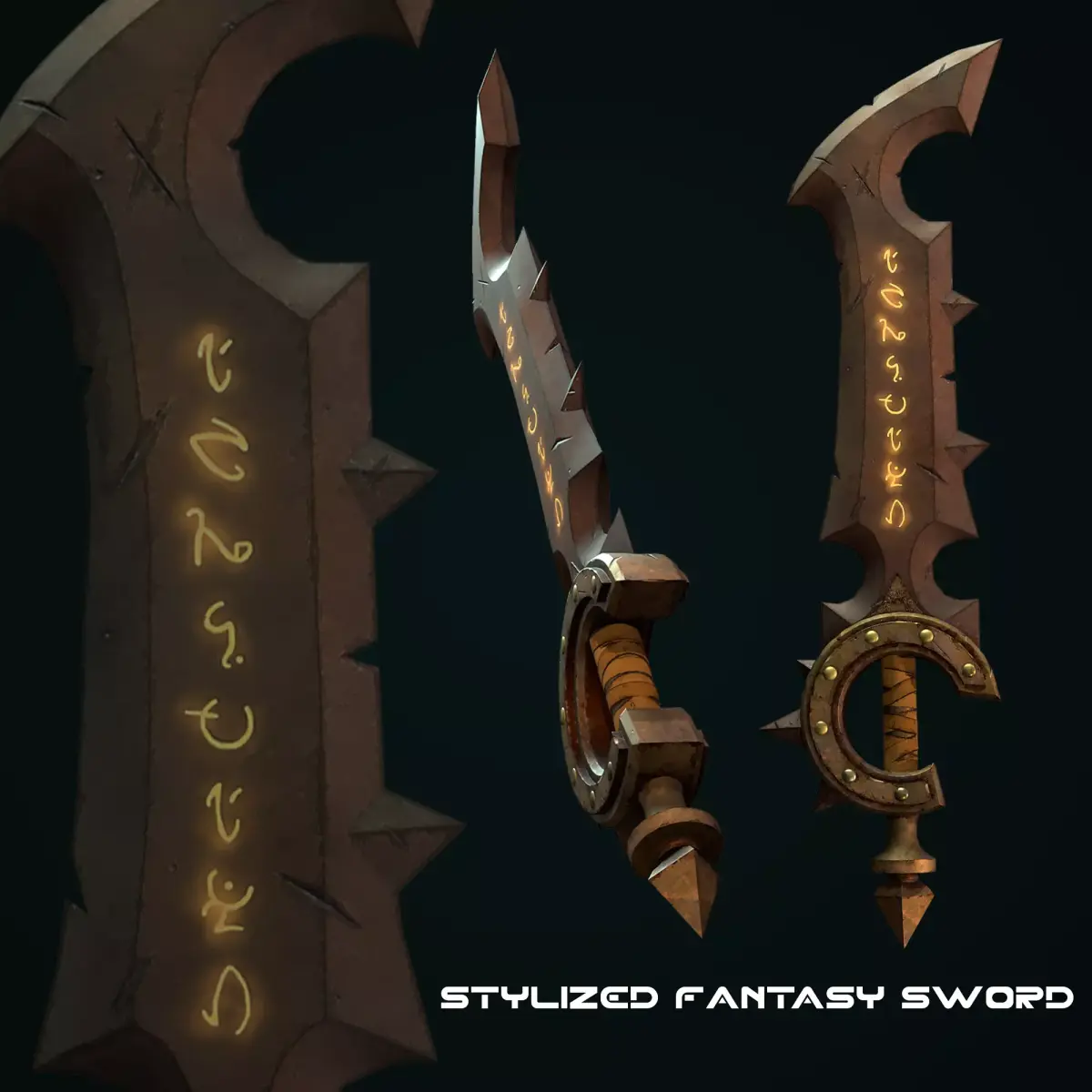 Game-Ready Stylized Rune Sword Low-poly 3D model