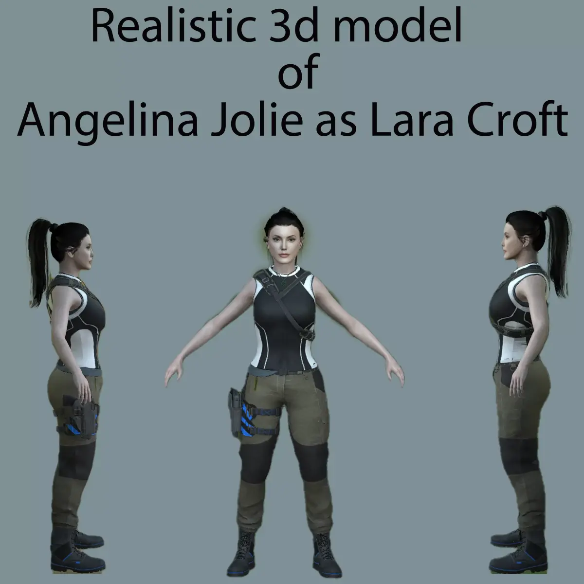 Angelina Jolie as Lara Croft Low-poly 3D model