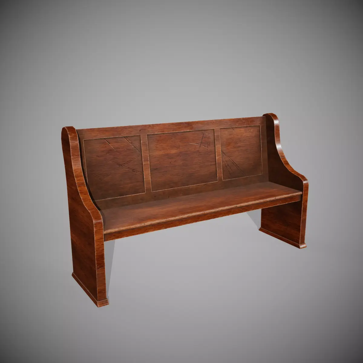 Bench Low-poly 3D model wooden Low-poly 3D model