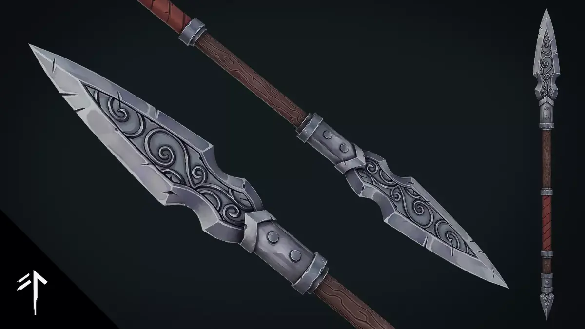 Stylized Fantasy War Spear - Game Ready Hand Painted Weapon Low-poly 3D model