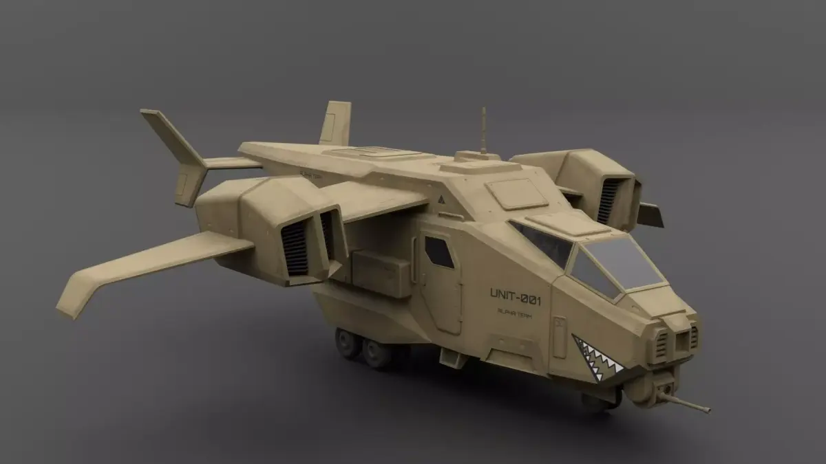 Drop Ship Sci-fi Aircraft Low-poly 3D model