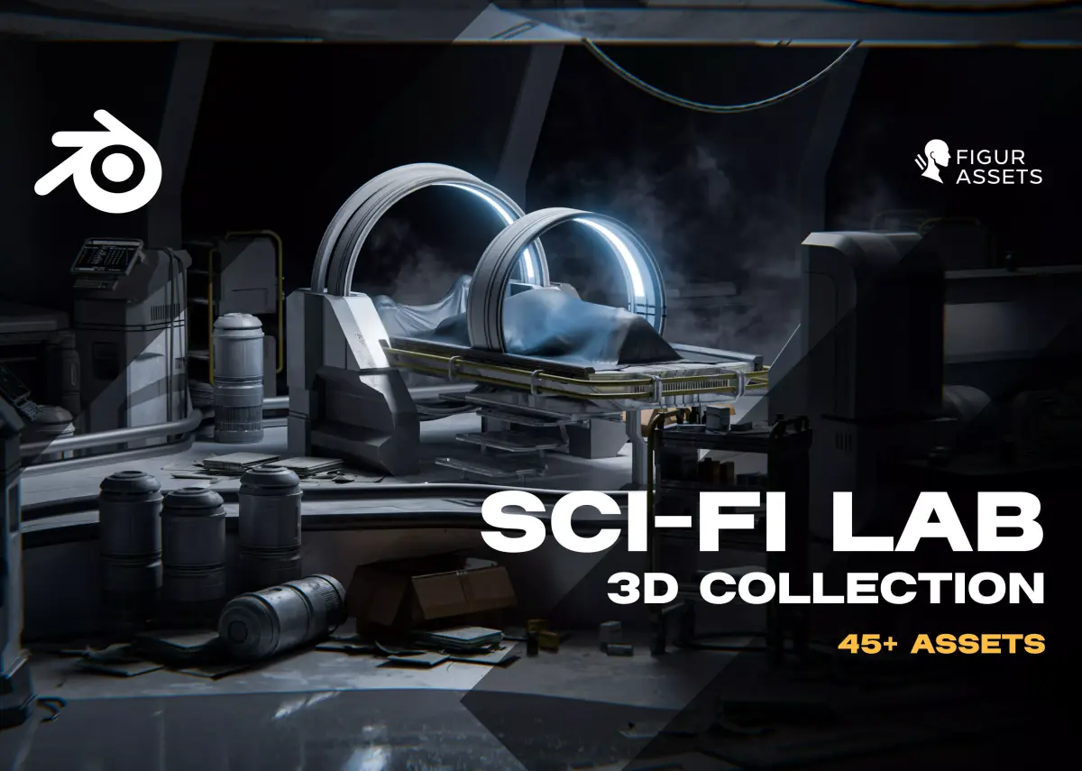 Sci Fi Research Laboratory - Prop Pack - Blender Low-poly 3D model