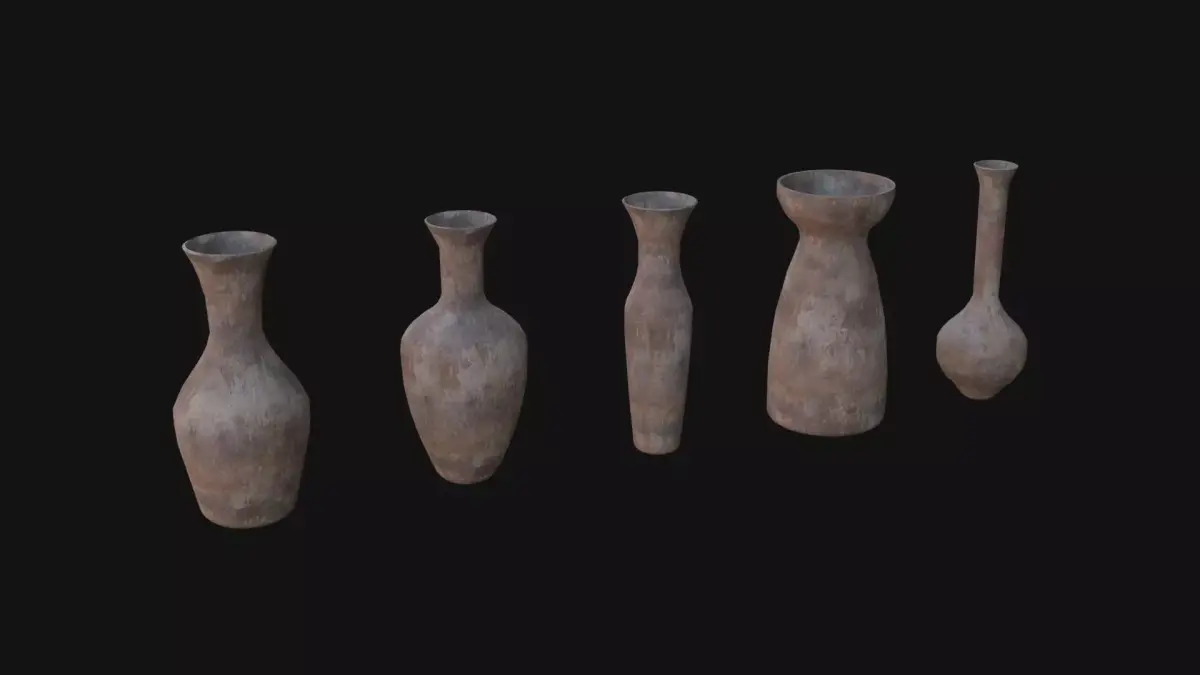 old Vases set 5 Low-poly 3D model