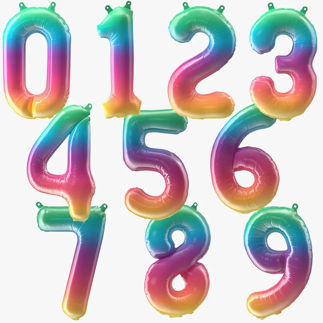 Helium Number Balloons Collection 3D model