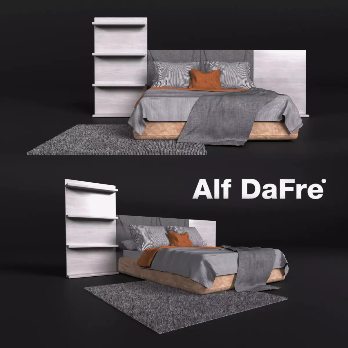 Elegant bed in a modern style Free 3D model