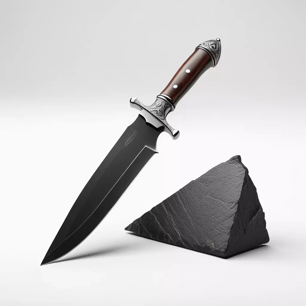 Obsidian Blade with Leather Handle 3D model