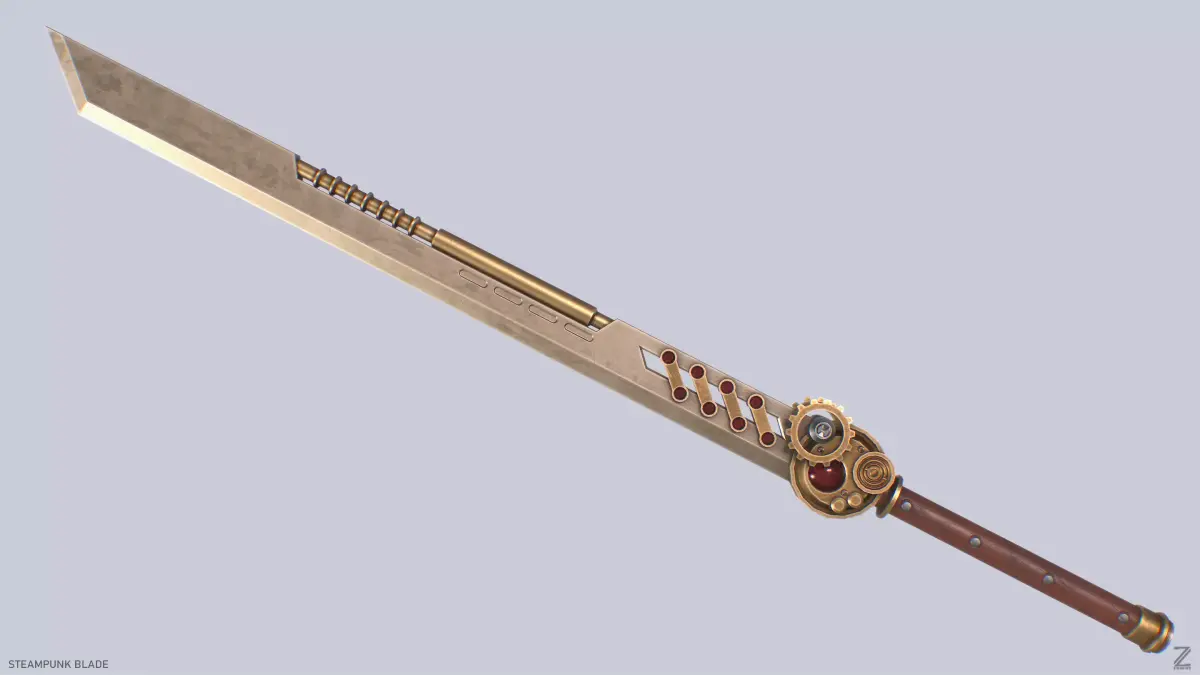 Steampunk blade Low-poly 3D model order