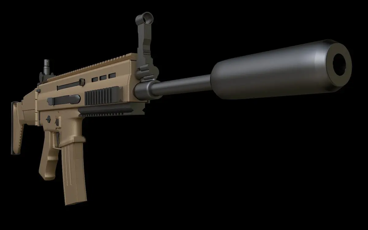 SCAR-L tan rifle 3D model