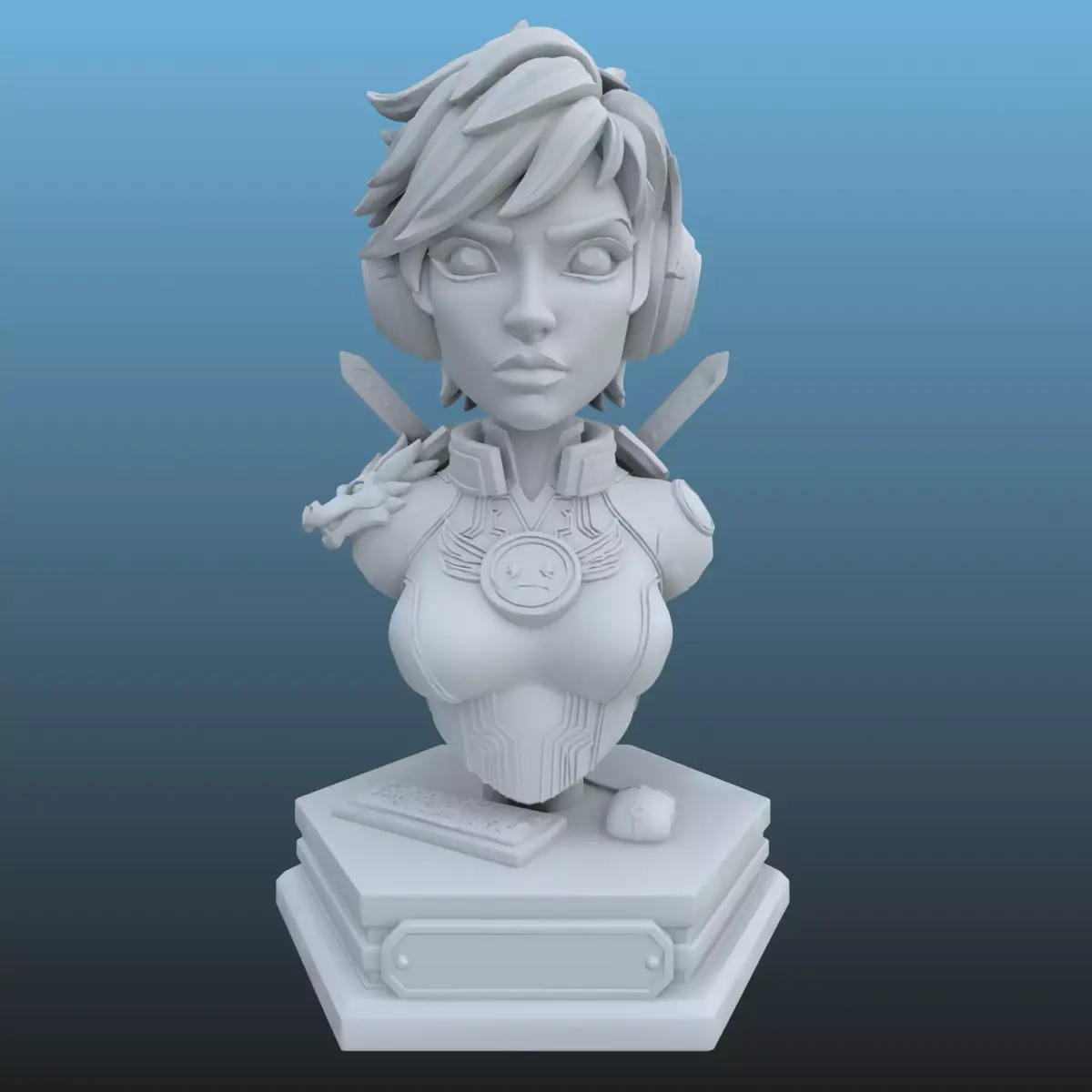 Cyber-Dragon Valkyrie - Tactical Female Warrior Bust PM-19 3D print model