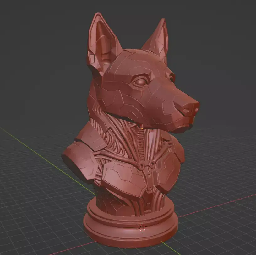 Cyber Dog Futuristic Mecha Dog Bust 3D print model
