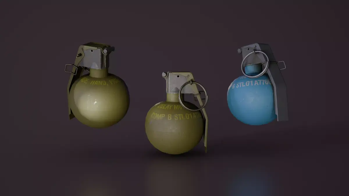 M67 HE Grenade  Game Ready PBR and LODS Low-poly 3D model