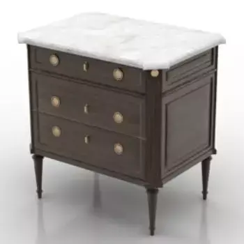 3d cabinet bedside table with marble top Free 3D print model