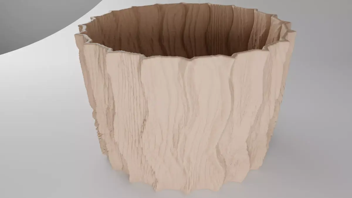 Organic Wood Texture Planter STL  Decorative Flower Pot  3D print model