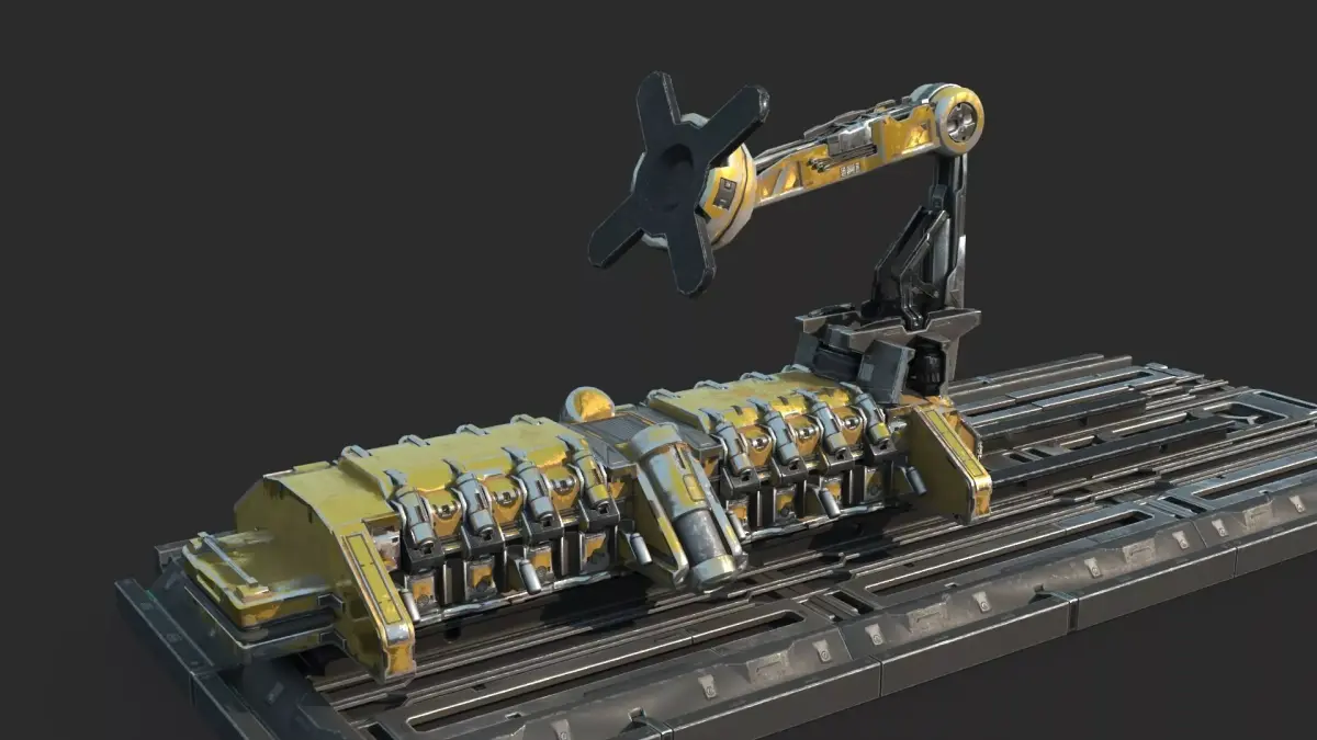 Future sci-fi industrial facility robotic arm 3D model