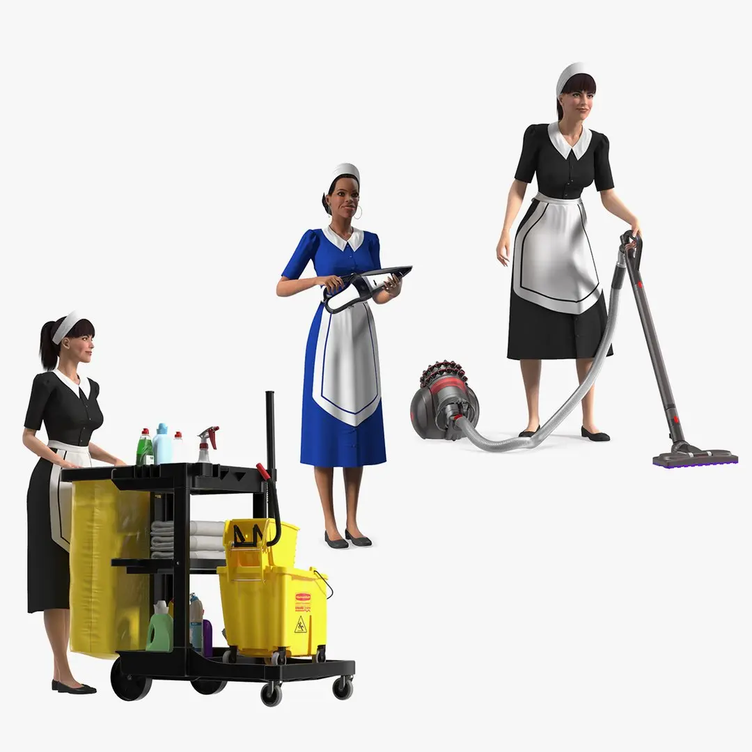Rigged Housekeeping Maids Collection 2 for Maya 3D model